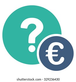 Euro Balance Query vector icon. Style is bicolor flat symbol, cobalt and cyan colors, rounded angles, white background.