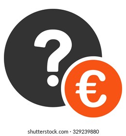 Euro Balance Query vector icon. Style is bicolor flat symbol, orange and gray colors, rounded angles, white background.