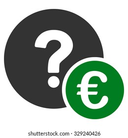 Euro Balance Query vector icon. Style is bicolor flat symbol, green and gray colors, rounded angles, white background.