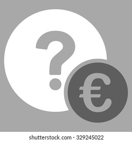 Euro Balance Query vector icon. Style is bicolor flat symbol, dark gray and white colors, rounded angles, silver background.