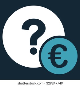 Euro Balance Query vector icon. Style is bicolor flat symbol, blue and white colors, rounded angles, dark blue background.