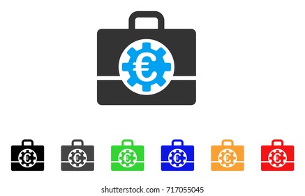Euro Bank Case icon. Vector illustration style is a flat iconic euro bank case symbol with black, gray, green, blue, red, orange color additional versions. Designed for web and software interfaces.