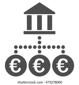 Euro Bank Transactions icon. Vector style is flat iconic symbol, gray color, white background.