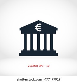 Euro Bank vector icon, flat design best vector icon