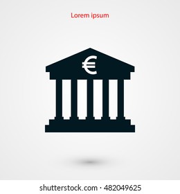 Euro Bank vector icon, flat design best vector icon