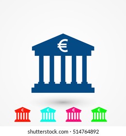 Euro Bank vector icon, flat design best vector icon