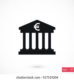 Euro Bank vector icon, flat design best vector icon