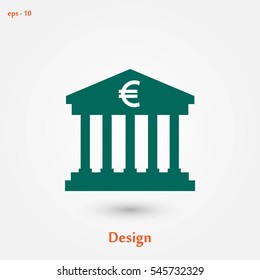 Euro Bank vector icon, flat design best vector icon