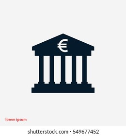 Euro Bank vector icon, flat design best vector icon