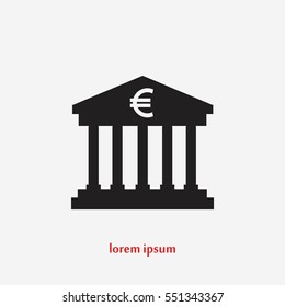 Euro Bank vector icon, flat design best vector icon