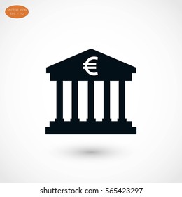 Euro Bank vector icon, flat design best vector icon