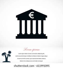 Euro Bank vector icon, flat design best vector icon
