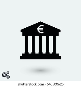 Euro Bank vector icon, flat design best vector icon
