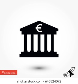 Euro Bank vector icon, flat design best vector icon