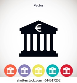 Euro Bank vector icon, flat design best vector icon