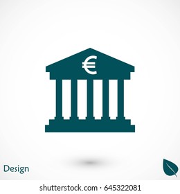 Euro Bank vector icon, flat design best vector icon