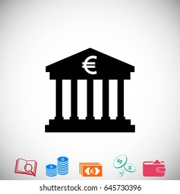 Euro Bank vector icon, flat design best vector icon