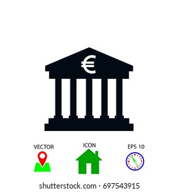 Euro Bank vector icon, flat design best vector icon