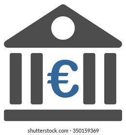 Euro Bank vector icon. Style is bicolor flat symbol, cobalt and gray colors, rounded angles, white background.