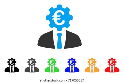 Euro Banker icon. Vector illustration style is a flat iconic euro banker symbol with black, gray, green, blue, red, orange color variants. Designed for web and software interfaces.