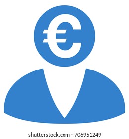 Euro Banker vector icon. Flat cobalt symbol. Pictogram is isolated on a white background. Designed for web and software interfaces.