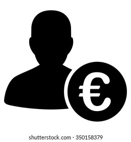 Euro Banker vector icon. Style is flat symbol, black color, rounded angles, white background.