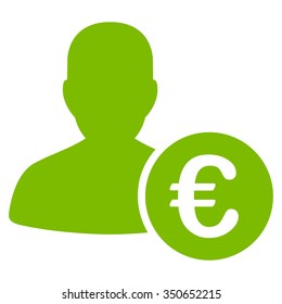 Euro Banker vector icon. Style is flat symbol, eco green color, rounded angles, white background.