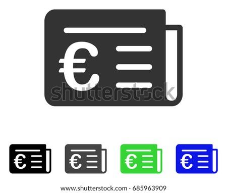 Euro Banking News flat vector pictogram. Colored euro banking news gray, black, blue, green icon variants. Flat icon style for application design.