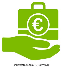 Euro Banking Service vector icon. Style is flat symbol, eco green color, rounded angles, white background.