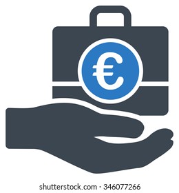 Euro Banking Service vector icon. Style is bicolor flat symbol, smooth blue colors, rounded angles, white background.
