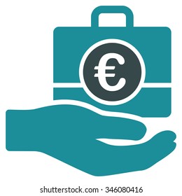 Euro Banking Service vector icon. Style is bicolor flat symbol, soft blue colors, rounded angles, white background.