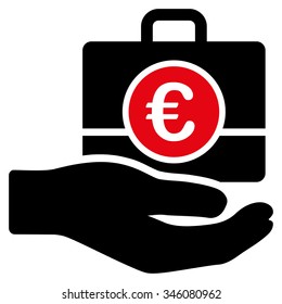 Euro Banking Service vector icon. Style is bicolor flat symbol, intensive red and black colors, rounded angles, white background.