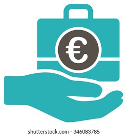 Euro Banking Service vector icon. Style is bicolor flat symbol, grey and cyan colors, rounded angles, white background.