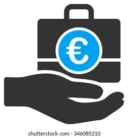 Euro Banking Service vector icon. Style is bicolor flat symbol, blue and gray colors, rounded angles, white background.