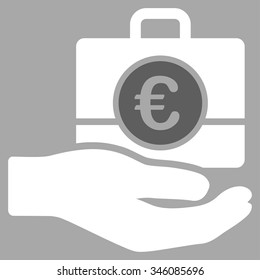 Euro Banking Service vector icon. Style is bicolor flat symbol, dark gray and white colors, rounded angles, silver background.