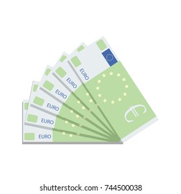 Euro banknote fan. Currency money cash, finance euro banknote, europe money vector illustration