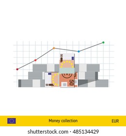 Euro banknote. Growth of financial and economy concept. vector illustration.