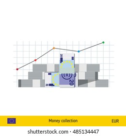 Euro banknote. Growth of financial and economy concept. vector illustration.