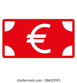 Euro Banknote icon from Business Bicolor Set. This flat vector symbol uses red color, rounded angles, and isolated on a white background.