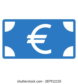 Euro Banknote icon from Business Bicolor Set. This flat vector symbol uses smooth blue color, rounded angles, and isolated on a white background.