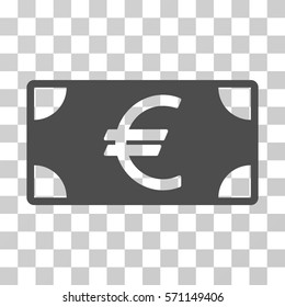 Euro Banknote icon. Vector illustration style is flat iconic symbol, gray color, transparent background. Designed for web and software interfaces.