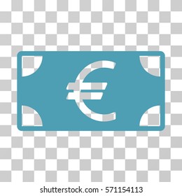 Euro Banknote icon. Vector illustration style is flat iconic symbol, cyan color, transparent background. Designed for web and software interfaces.