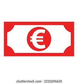 Euro and banknote on white