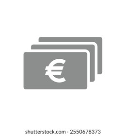 Euro banknote stack vector icon. Money bill or note symbol.