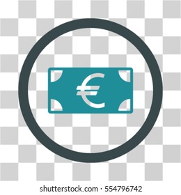 Euro Banknote vector bicolor rounded icon. Image style is a flat icon symbol inside a circle, soft blue colors, transparent background.