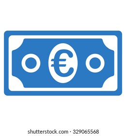 Euro Banknote vector icon. Style is flat symbol, smooth blue color, rounded angles, white background.