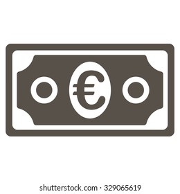 Euro Banknote vector icon. Style is flat symbol, grey color, rounded angles, white background.