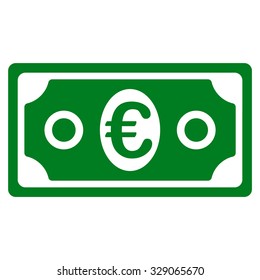 Euro Banknote vector icon. Style is flat symbol, green color, rounded angles, white background.