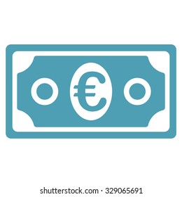 Euro Banknote vector icon. Style is flat symbol, cyan color, rounded angles, white background.