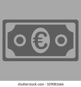 Euro Banknote vector icon. Style is flat symbol, dark gray color, rounded angles, silver background.